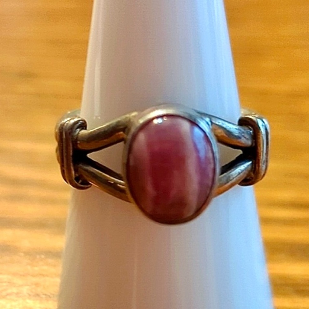 Native American Vintage Navajo Rhodochrosite Ring Size 8 1/2